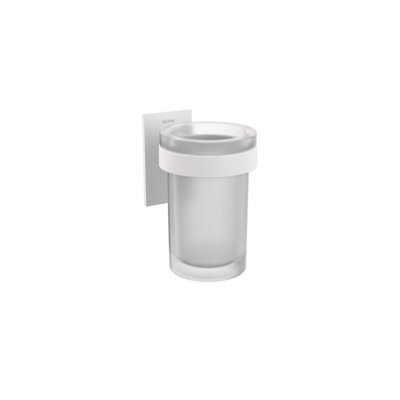 Cosmic  Wall-Mounted Toothbrush Holder, Self-Adhesive, White, Glass And Metal, Stick Collection - image 1