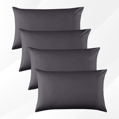 Bedlooms Dyed Pillowcase 2 Pair- Soft Plain Pillow Covers Charcoal Envelop Closure - Easy Care Pillowcase Bedding Set 50X75 Cm - image 1