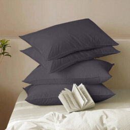 Bedlooms Dyed Pillowcase 2 Pair- Soft Plain Pillow Covers Charcoal Envelop Closure - Easy Care Pillowcase Bedding Set 50X75 Cm - thumbnail 8