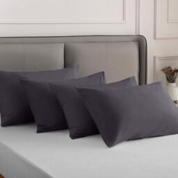 Bedlooms Dyed Pillowcase 2 Pair- Soft Plain Pillow Covers Charcoal Envelop Closure - Easy Care Pillowcase Bedding Set 50X75 Cm - thumbnail 9
