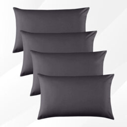 Bedlooms Dyed Pillowcase 2 Pair- Soft Plain Pillow Covers Charcoal Envelop Closure - Easy Care Pillowcase Bedding Set 50X75 Cm - thumbnail 1
