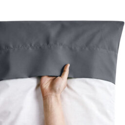 Bedlooms Dyed Pillowcase 2 Pair- Soft Plain Pillow Covers Charcoal Envelop Closure - Easy Care Pillowcase Bedding Set 50X75 Cm - thumbnail 7