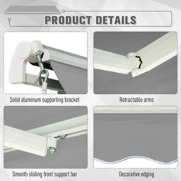 Outsunny Retractable Awning For Door & Window Garden Shelter Canopy 3 X 2M - thumbnail 7