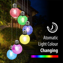 Solar-Powered Colour-Changing Crackle Glass Wind Chimes Waterproof Outdoor Led Lights For Gardens Patios & Yard Decor - thumbnail 4