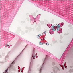 Butterfly Flutter Double Duvet Cover And Pillowcase Set - Pink - thumbnail 2