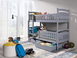 Arte Modern Grey Ignas Bunk Bed With Ladder, Storage Drawers And Foam Mattresses - Safe Space Saver (H1560mm W1980mm D980mm) - thumbnail 3