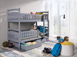 Arte Modern Grey Ignas Bunk Bed With Ladder, Storage Drawers And Foam Mattresses - Safe Space Saver (H1560mm W1980mm D980mm) - thumbnail 2