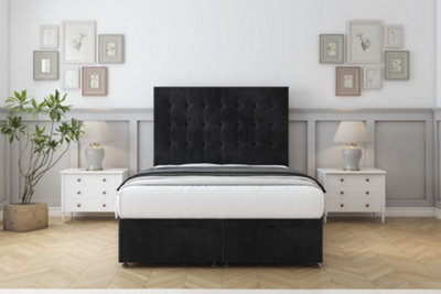"Comfort Savannah Black Naples Ottoman Bed Base With 26"" Strutted Headboard 4'6 Double" - image 1
