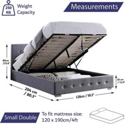 Home Treats Small Double Ottoman Storage Bed Frame In Grey With Pocket Sprung Mattress - thumbnail 2