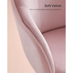 Songmics Ergonomic Swivel Chair, Velvet Office Seat With Armrests, Adjustable Desk Chair For Bedroom, Jelly Pink - thumbnail 4