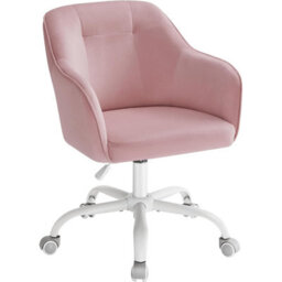 Songmics Ergonomic Swivel Chair, Velvet Office Seat With Armrests, Adjustable Desk Chair For Bedroom, Jelly Pink - thumbnail 8