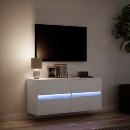 Berkfield Durable Tv Wall Cabinet With Led Lights White 100X31X45 Cm - thumbnail 5