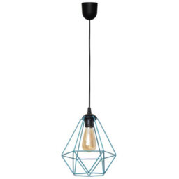 Luminosa Lighting Luminosa Karo Wire Frame Pendant Ceiling Light Black, Turquoise 24Cm