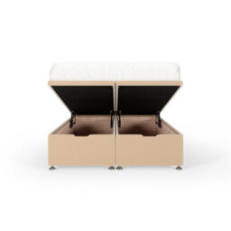Bedmaster Natural Beige Plush Velvet Ottoman Divan Base And Lined Headboard Double - thumbnail 2