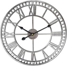 Large Wall Clocks For Living Room Metal Wall Clock Silent Non-Ticking Roman  Silver-Double Edge 47 Cm - thumbnail 1