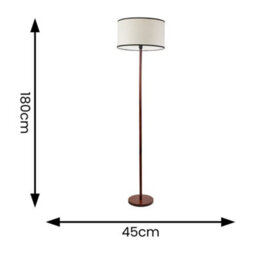 Valuelights Heather Dark Wood Stem Floor Lamp With Natural Black Trim Drum Shade And Led Bulb - thumbnail 4