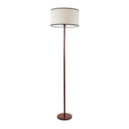 Valuelights Heather Dark Wood Stem Floor Lamp With Natural Black Trim Drum Shade And Led Bulb - thumbnail 2