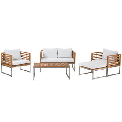 Beliani Garden Lounge Set With Table 4 Seater Bermuda Acacia Wood Brown - image 1