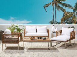 Beliani Garden Lounge Set With Table 4 Seater Bermuda Acacia Wood Brown - thumbnail 2