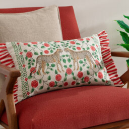 Wylder Tropics Okara Leopards Printed Ruffle  Feather Rich Cushion - thumbnail 6