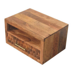 Artisan Furniture Solid Wood Arno Wall-Mounted Nightstand, 1 Drawer, 1 Open Slot, Golden Teak, Light Brown - thumbnail 6