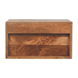 Artisan Furniture Solid Wood Arno Wall-Mounted Nightstand, 1 Drawer, 1 Open Slot, Golden Teak, Light Brown - thumbnail 7