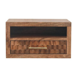 Artisan Furniture Solid Wood Arno Wall-Mounted Nightstand, 1 Drawer, 1 Open Slot, Golden Teak, Light Brown - thumbnail 2