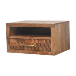 Artisan Furniture Solid Wood Arno Wall-Mounted Nightstand, 1 Drawer, 1 Open Slot, Golden Teak, Light Brown - thumbnail 3