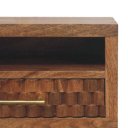 Artisan Furniture Solid Wood Arno Wall-Mounted Nightstand, 1 Drawer, 1 Open Slot, Golden Teak, Light Brown - thumbnail 4