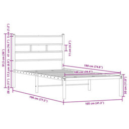 Berkfield Bed Frame Without Mattress With Headboard Brown Oak 100X190 Cm - thumbnail 9