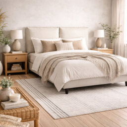 Wyld Haus Wexford Ivory Linen King Size Bed With Padded Pillow Headboard (5Ft) - thumbnail 1
