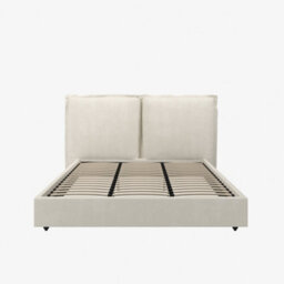 Wyld Haus Wexford Ivory Linen King Size Bed With Padded Pillow Headboard (5Ft) - thumbnail 3