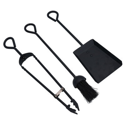 "AB Tools 18"" Loop Brush, Shovel & Tongs Fire Coal Wood Log Burner Steel Metal 450mm" - image 1