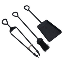 "AB Tools 18"" Loop Brush, Shovel & Tongs Fire Coal Wood Log Burner Steel Metal 450mm"