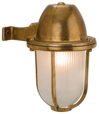 Luminosa Lighting Luminosa Nautic 1 Light Outdoor Wall Light Solid Brass, Frosted Glass Ip64, E27