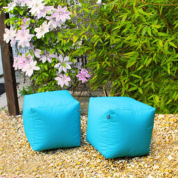 rucomfy Beanbags Rucomfy Indoor Or Outdoor Water Resistant Turquoise Cube Beanbag Footstool - thumbnail 1