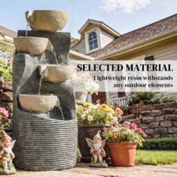Outsunny 5 Tier Garden Water Feature, Outdoor Water Fountain With Led Lights - thumbnail 7