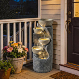 Outsunny 5 Tier Garden Water Feature, Outdoor Water Fountain With Led Lights - thumbnail 9