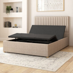 Aspire Grant Electric Adjustable Bed Upholstered With Pocket Sprung Mattress Uk Made, Eire Linen Natural, Size Single - thumbnail 3