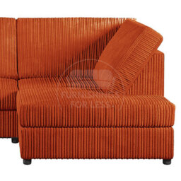 Furnishings For Less UK Luxor Orange Jumbo Cord Large 5 Seater Corner Sofa Long Right Hand Facing - Full Back - thumbnail 2