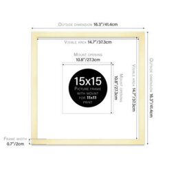 "15X15"" Gold Picture Frame - 15X15"" Square Frame With 11X11"" Mount For 15X15""/11X11"" Pictures Art Deco Style Room Decor, 1 Pack" - thumbnail 2