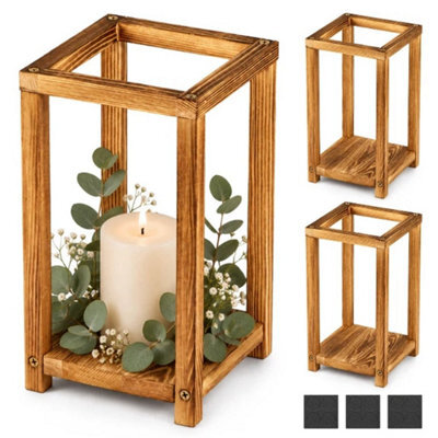 3 Pack Rectangular Wooden Candle Holders - image 1