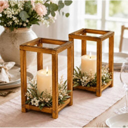 3 Pack Rectangular Wooden Candle Holders - thumbnail 5
