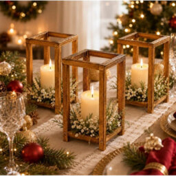 3 Pack Rectangular Wooden Candle Holders - thumbnail 4