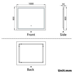 AVER-GROWTH Bathroom Mirror With 3 Colour Led Lights Demister Pad Anti-Fog Touch/wall Switch Dimmable Portrait/landscape 1000X800mm - thumbnail 8