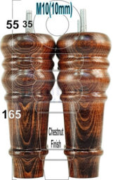 L&F 4 Replacement Furniture Feet Chestnut Wash Turned Wooden Legs 165mm High Settee Chairs Sofas Footstools M10 (10mm) Tsp2071 - thumbnail 1