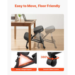 Vevor Ergonomic Kneeling Chair With Wheels, Mobile X-Shaped Posture Knee Chair With Adjustable Height, Black Color - thumbnail 6