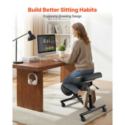 Vevor Ergonomic Kneeling Chair With Wheels, Mobile X-Shaped Posture Knee Chair With Adjustable Height, Black Color - thumbnail 2