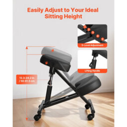 Vevor Ergonomic Kneeling Chair With Wheels, Mobile X-Shaped Posture Knee Chair With Adjustable Height, Black Color - thumbnail 4