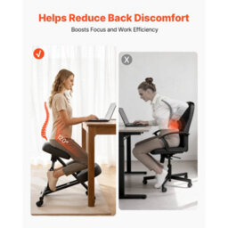 Vevor Ergonomic Kneeling Chair With Wheels, Mobile X-Shaped Posture Knee Chair With Adjustable Height, Black Color - thumbnail 3